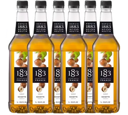 Lot de 6 Sirops pour professionnel Noisette - Bouteille Plastique - 6x1L - 1883 ROUTIN