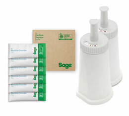 Pack Entretien SAGE - 2 cartouches filtrantes ClaroSwiss Filter + Détartrant The Machine Descaler™