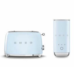 Set Petit-Déjeuner Grille-Pain TSF01PBEU et Mousseur à lait MFF02PBEU Bleu Azur - SMEG