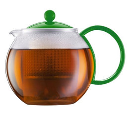 1L Assam tea press with green acrylic infuser, handle and lid. -  Bodum
