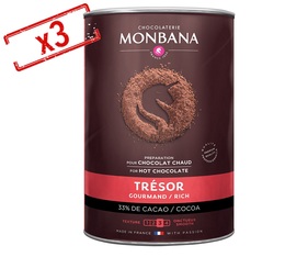 Monbana - Set di 3 scatole di cioccolato in polvere Trésor  3 x 1 kg