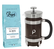 Cafetière à piston CALI inox zéro plastique 8 tasses + Café Lugat 250 g - 1 L - Pylano