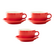 Lot 3 tasses et 3 sous tasses Latte Bowl red - ORIGAMI