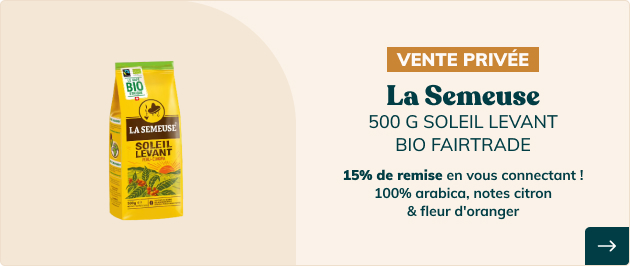 Vente priv&eacute;e bio : Caf&eacute; en grain La Semeuse Soleil Levant