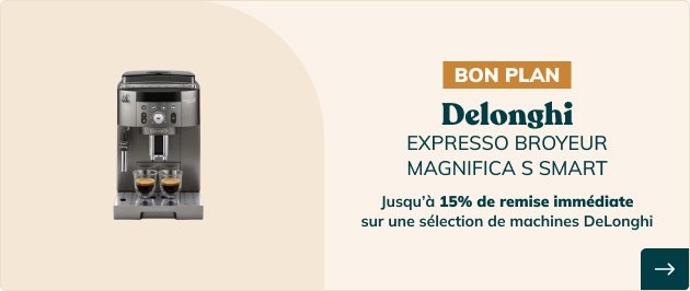 Jusqu'&agrave; -15% avec un code sur une s&eacute;lection de machines Delonghi
