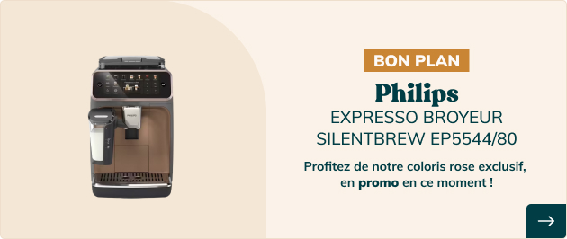 Expresso Broyeur SilentBrew EP5544/80 LatteGo Rose en promo