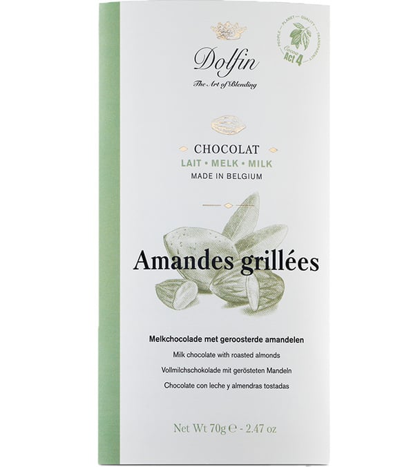 tablette de chocolat au lait et amandes grilles dolfin