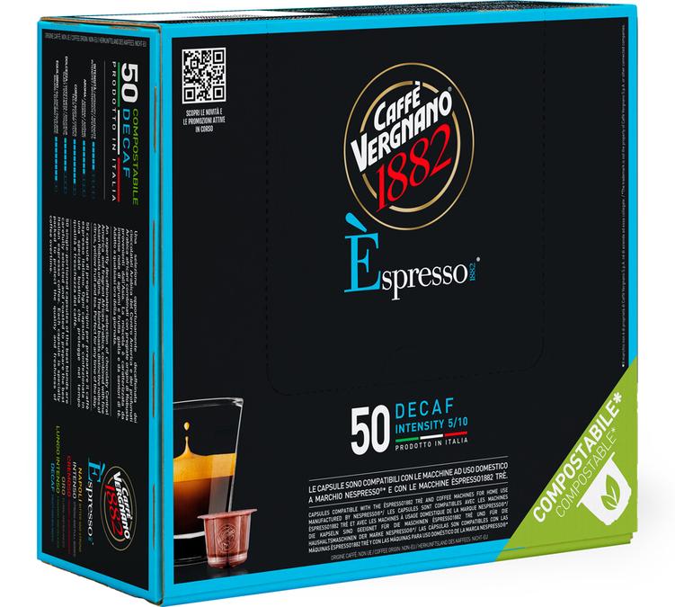 50 espresso decaffeinato capsules caffe vergnano