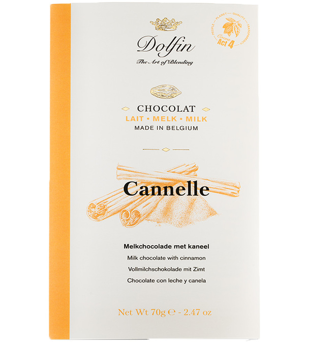 tablette de chocolat au lait et cannelle de ceylan dolfin