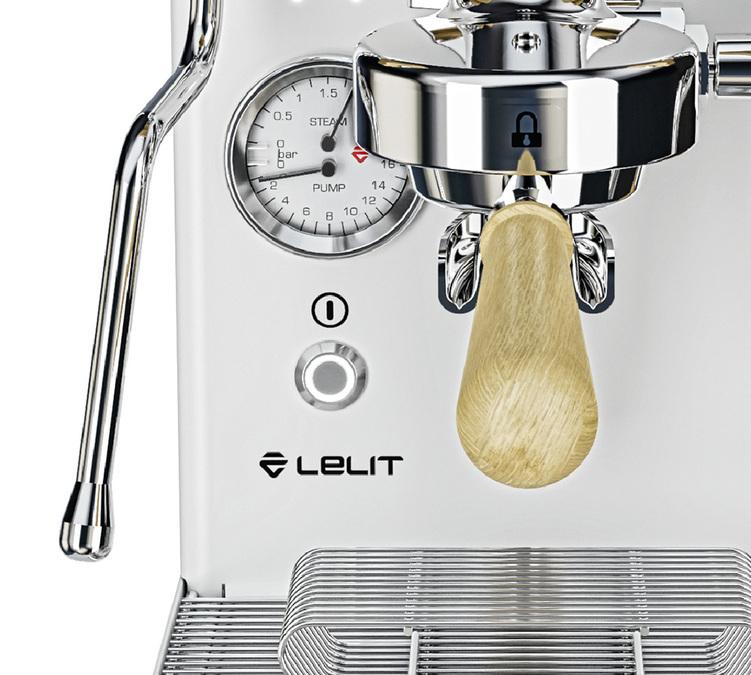LELIT MaraX Barista-Siebtr&auml;germaschine Edelstahl, Wei&szlig; & Holz