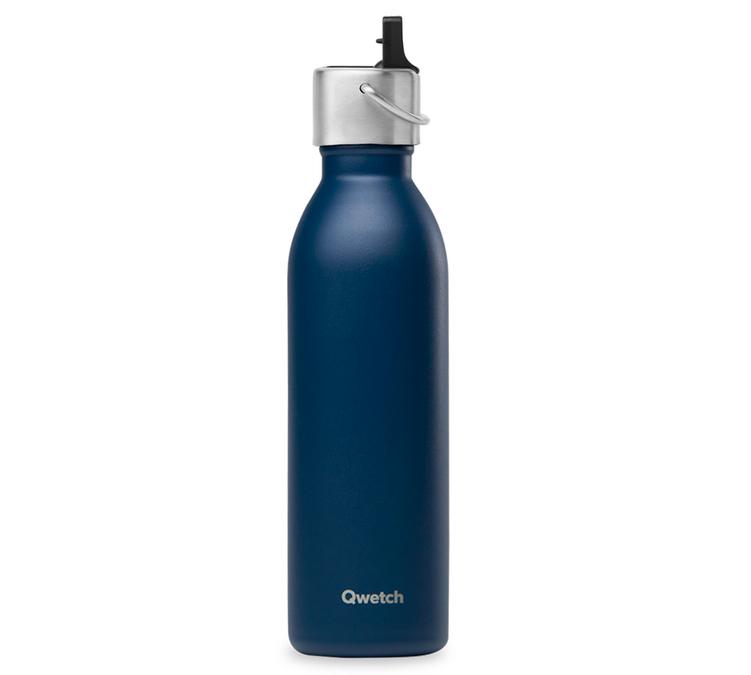 bouteille isotherme bouchon sport bleu marine qwetch