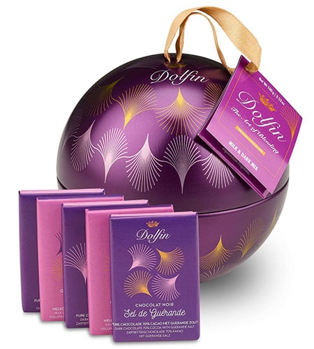 boule de noel chocolat lait et noir dolfin