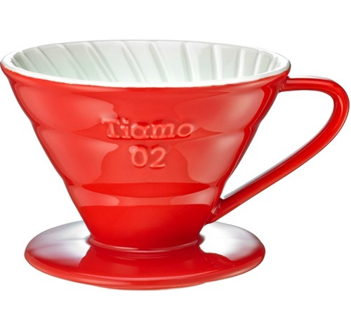 Dripper TIAMO V02 en c&eacute;ramique rouge 4 tasses