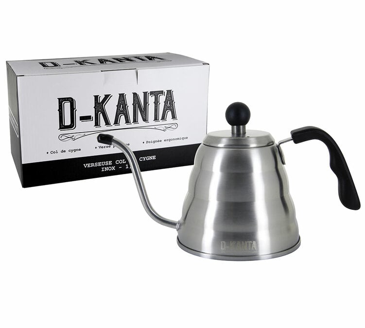 Verseuse col de cygne D-KANTA en inox 1,2 L avec couvercle