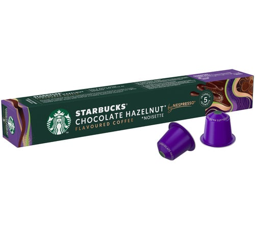boite de 10 capsules starbucks chocolate hazelnut en aluminium recyclable