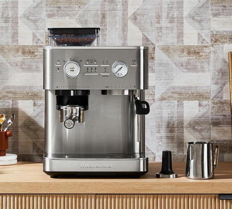 macchina espresso semi automatica kitchenaid inox con macinacaffe