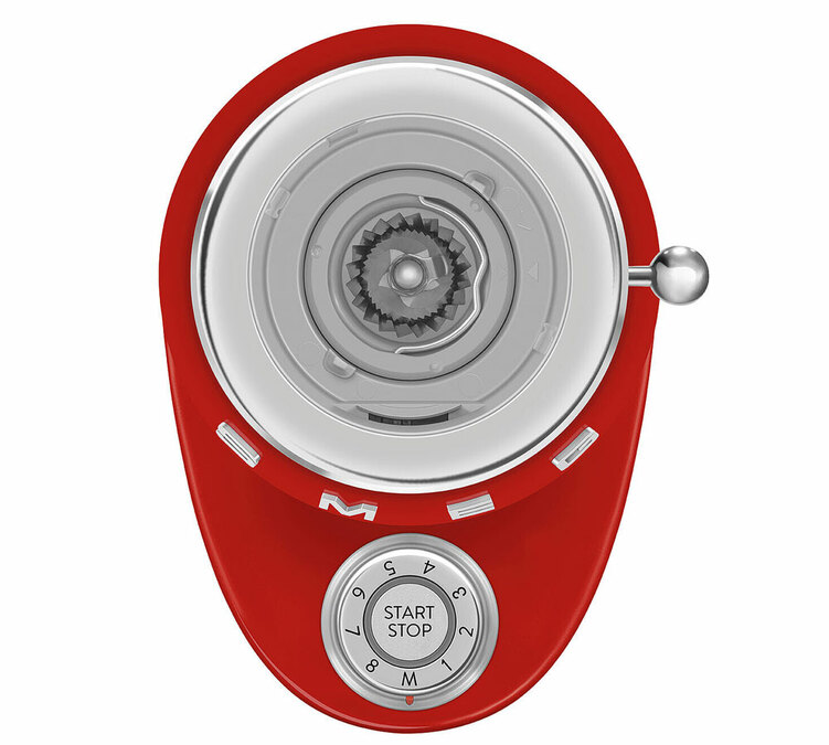 Moulin &agrave; caf&eacute; &eacute;lectrique smeg cgf03 rouge brillant en plastique