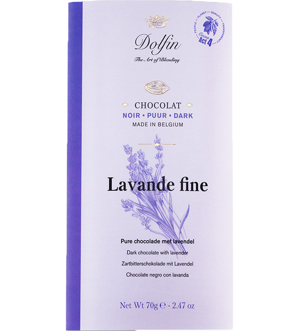 tablette chocolat noir et lavande dolfin 70g