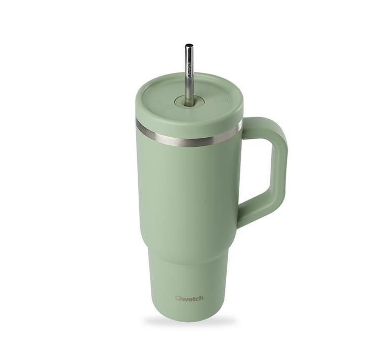 mug vert tilleul isotherme 900 ml qwetch