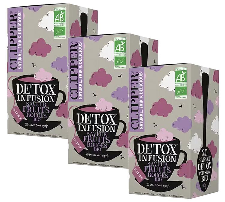 trois boites the en sachet infusion detox fruits rouges bio clipper