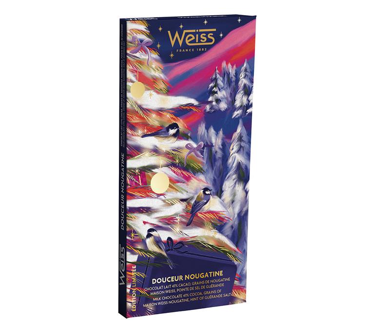 Weiss Christmas milk chocolate nougatine bar