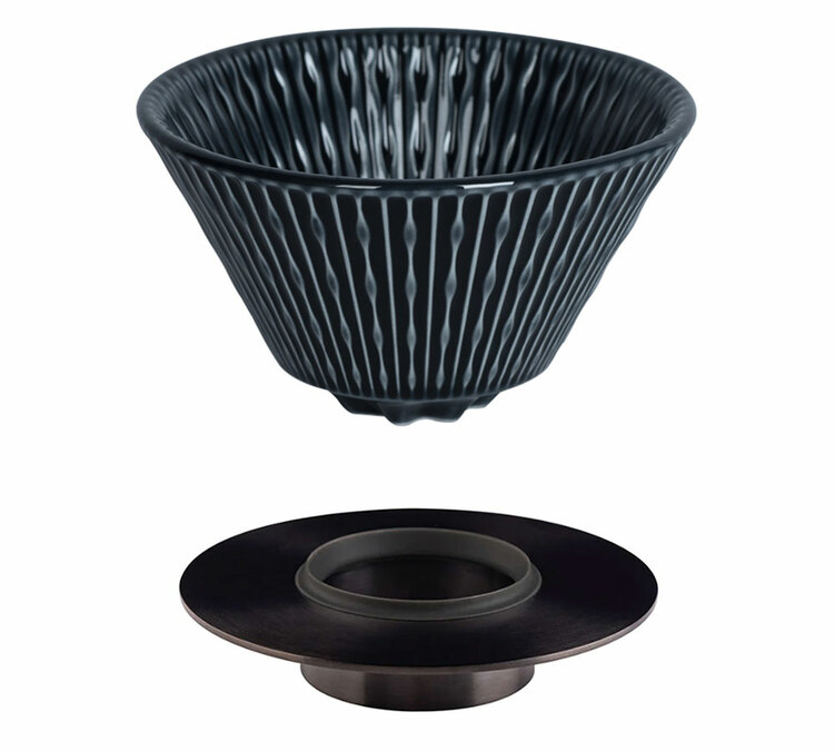 Loveramics black flatbed dripper with holder