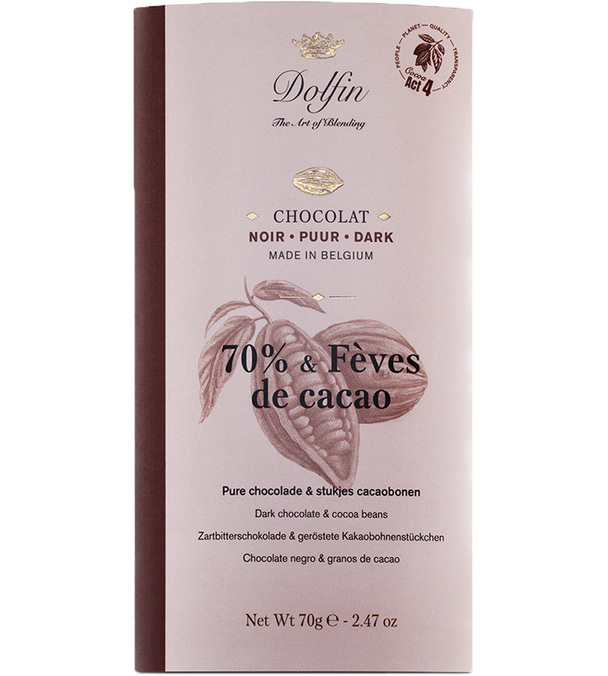 tablette de chocolat noir feve de cacao dolfin