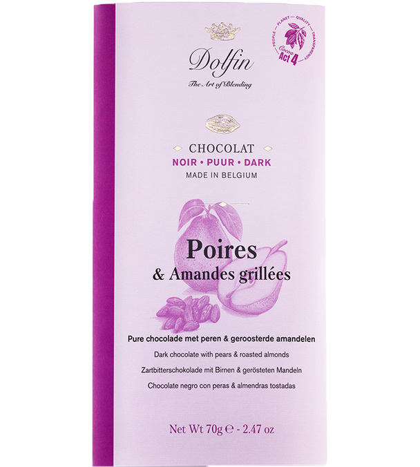 tablette chocolat noir poire amandes dolfin
