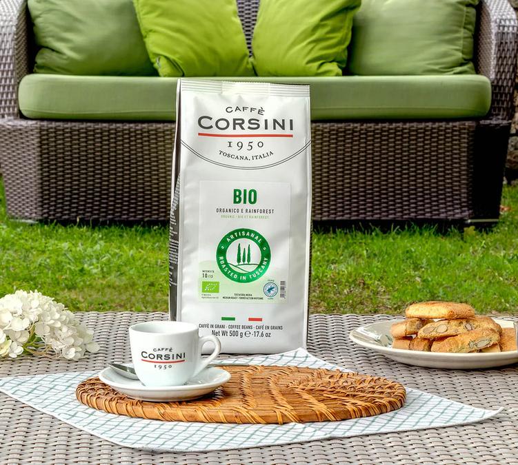organic coffee beans corsini 500g italian roast rainforest alliance