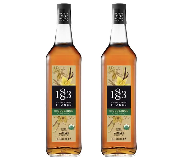deux bouteilles de sirop vanille bio 1883 routin