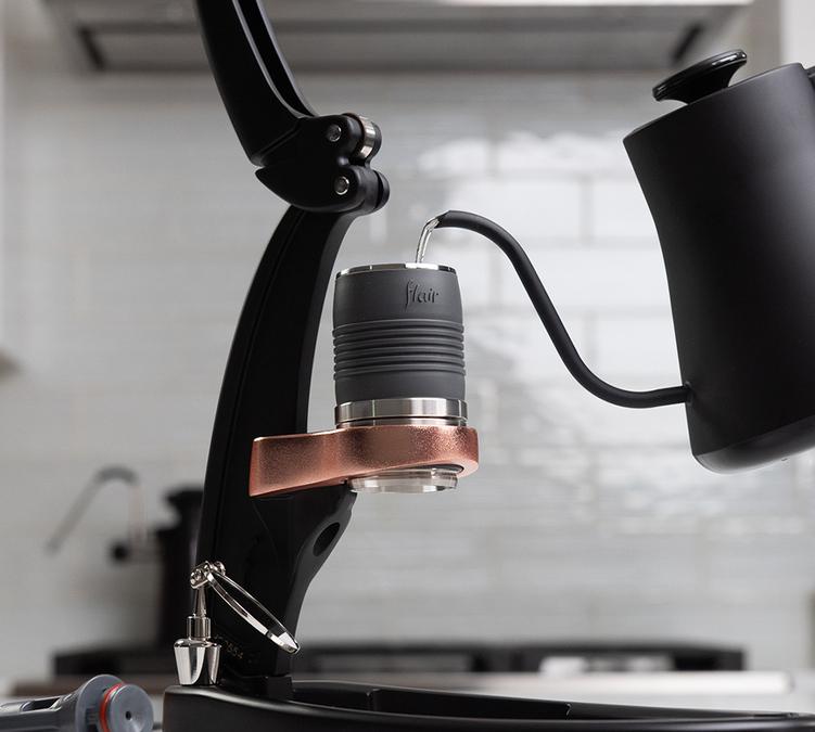 Flair PRO 3 lever espresso machine in use
