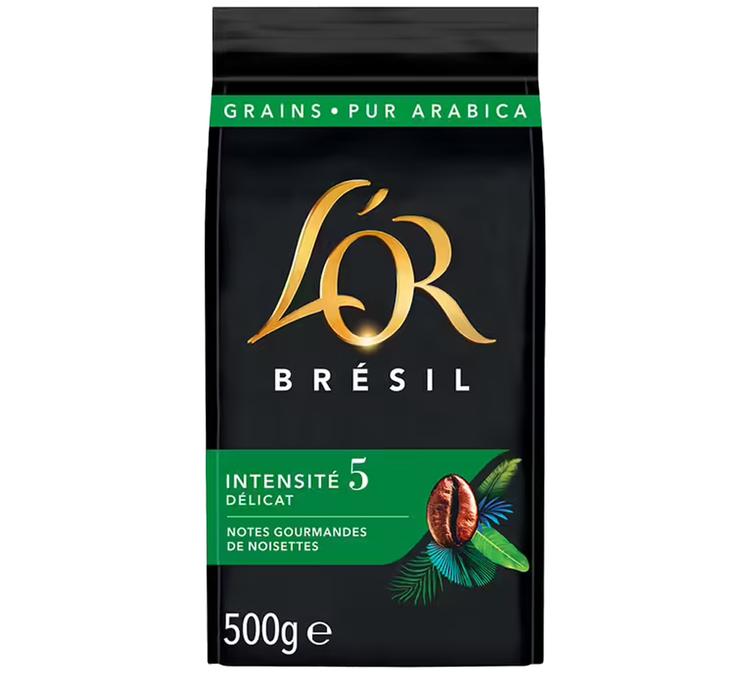 2 x 500 g cafe en grain lor bresil cafe arabica doux et equilibre notes chocolat et fruits pour espresso et machine automatique