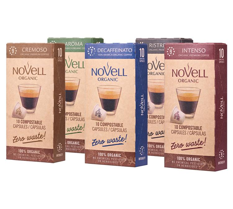 Novell Organic range Nespresso compatible capsules