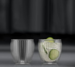 2 verres double paroi, stri&eacute;s, 20 cl BODUM